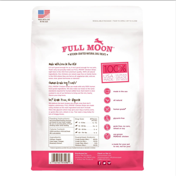 Full Moon All Natural Human Grade Dog Treats, Chicken Strips, 12 Oz.