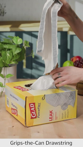 Glad ForceFlex Tall Kitchen Drawstring Trash Bags, 13 Gal, Fragrance Free, 110 Ct (Package May Vary)