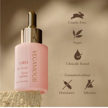 VEGAMOUR GRO Hair Serum for Thinning Hair – Clinically Proven Formula for Thicker, Fuller-Looking Hair in 90 Days, Non-Oily, Vegan & Cruelty-Free, Bergamot Scent (1 oz)